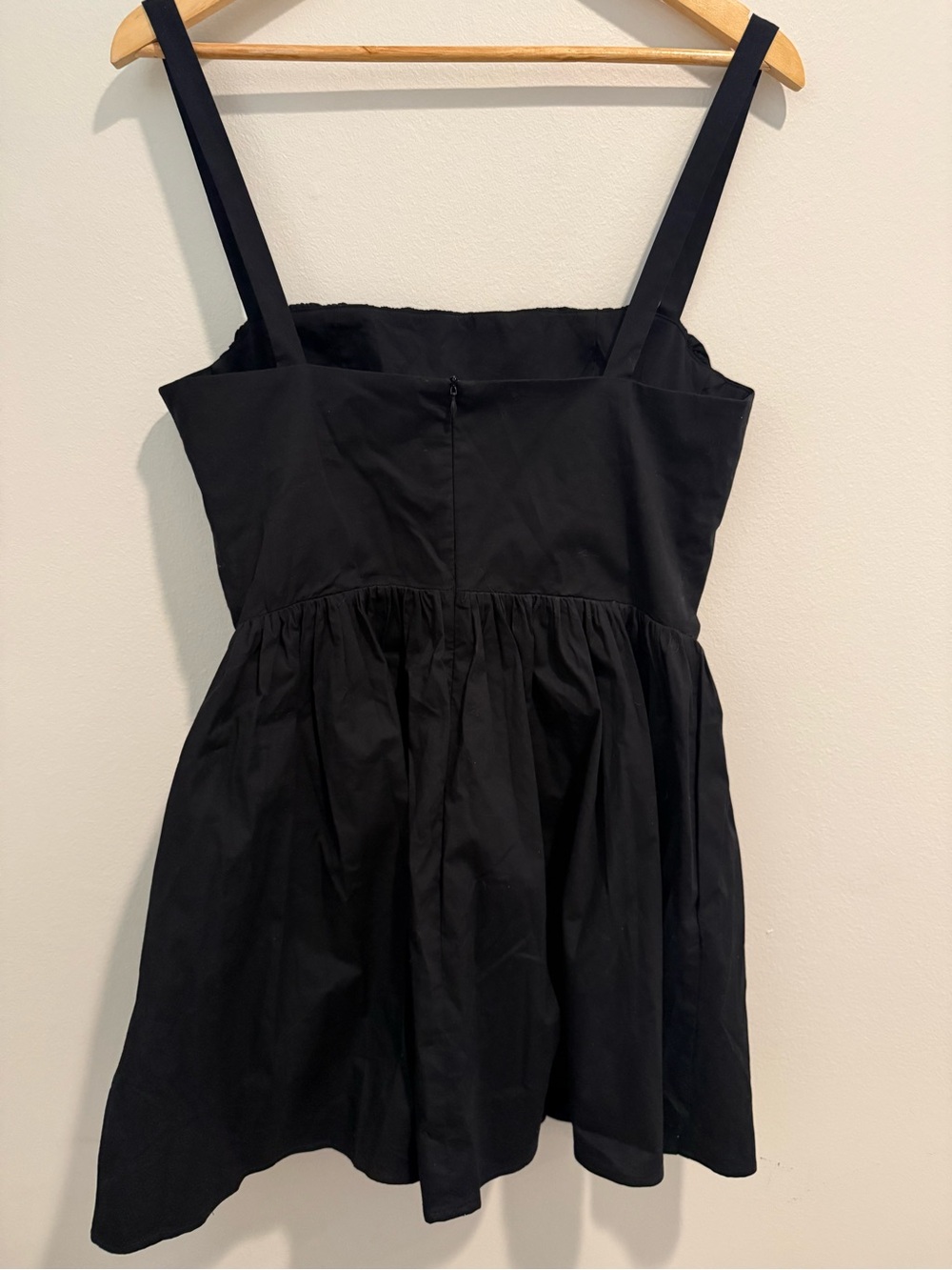 Zara Black LBD Ruched Bust Voluminous Mini Dress Babydoll Fit Flare Size Large - Picture 9 of 9